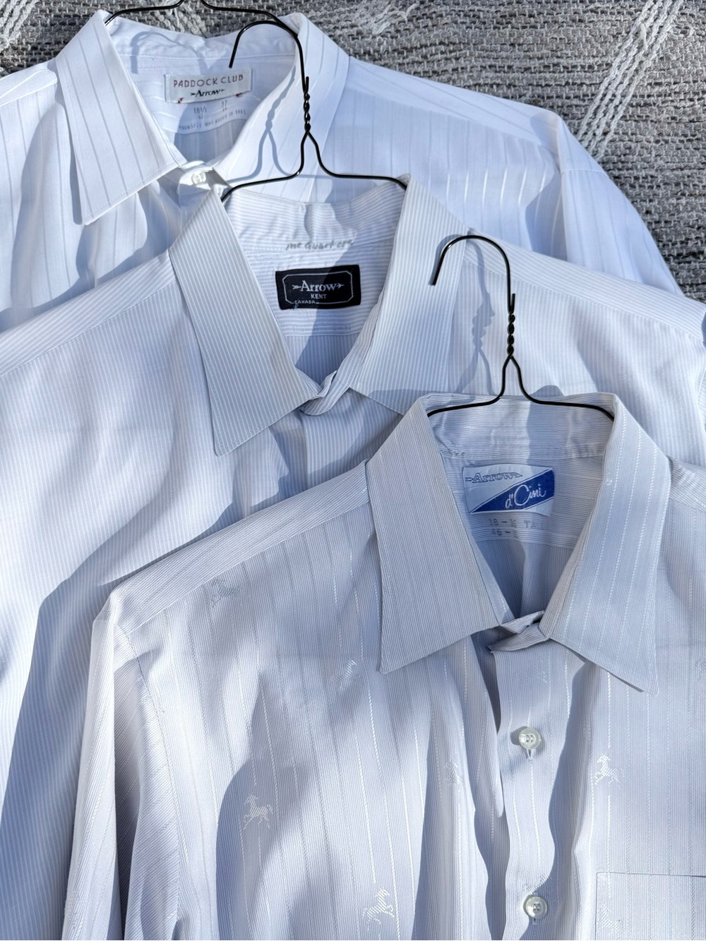 Lot of 3 Vintage Arrow Mens Dress Shirts Long Sleeve Big Tall White Striped